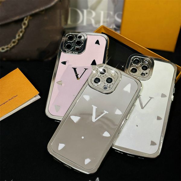 Luxurys Designers Caso de diamante eletroplinado para Apple iPhone 15 14 Pro Max 13 12 Cover L Letter Rhinestone Cases
