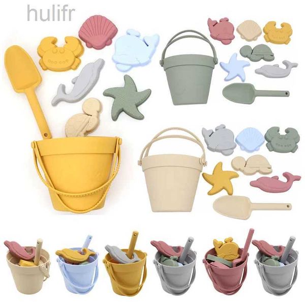 Песчаная игра с водой Fun Beach Toys for Kids мягкие силиконовые игрушки Sell Set Children Play Sand Bucket Shovel Tools Summer Outdoor Beach Games Toys Toys D240429