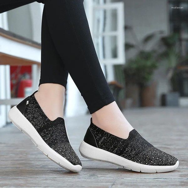 Scarpe da corsa di grandi dimensioni sport leggeri all'aperto per sneaker traspiranti femminili da donna flat cool mesh shopping in cristallo