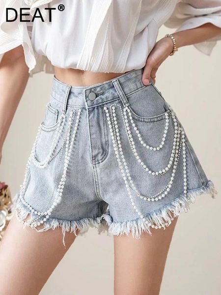 Shorts femininos da moda vintage Chain Plexush Edge jeans 2024 Summer Trendy High Shiort Pants fêmea 29L7396