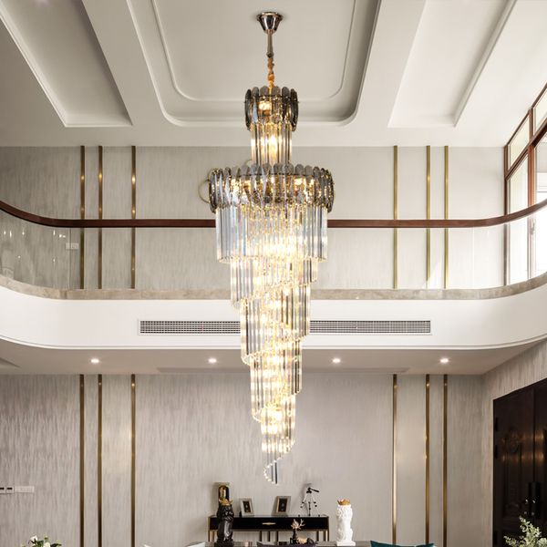 Hotel Villa Duplex Soggiorno Post-Modern Crystal Luxury Designer Creative Crystal Long Long lampadario