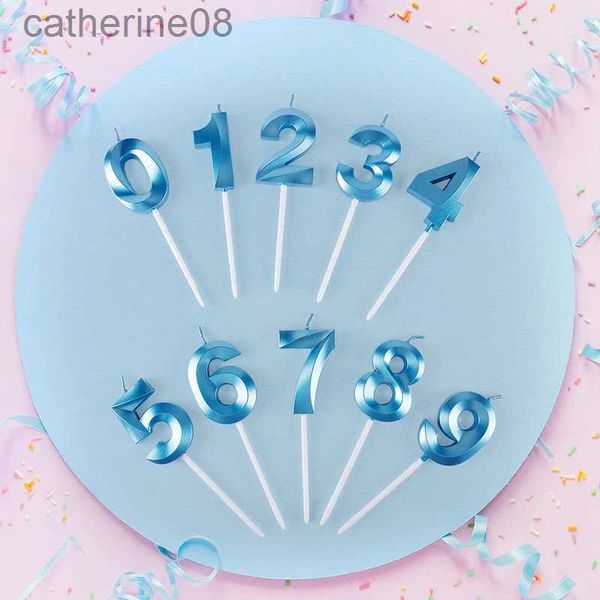 Candele 1pc Topper di compleanno Topper candele blu Pink Birthday Digital Candele Memorial Day Decorazioni per torta per ragazze Accessori per torta D240429