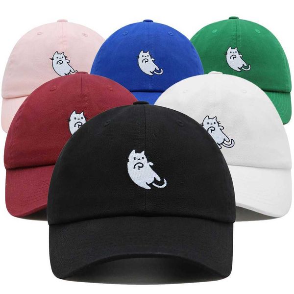 Ball Caps White Cat Dad Hat Hat Cartoon ricamato Kawaii Baseball regolabile unisex Summer Sun Q240429