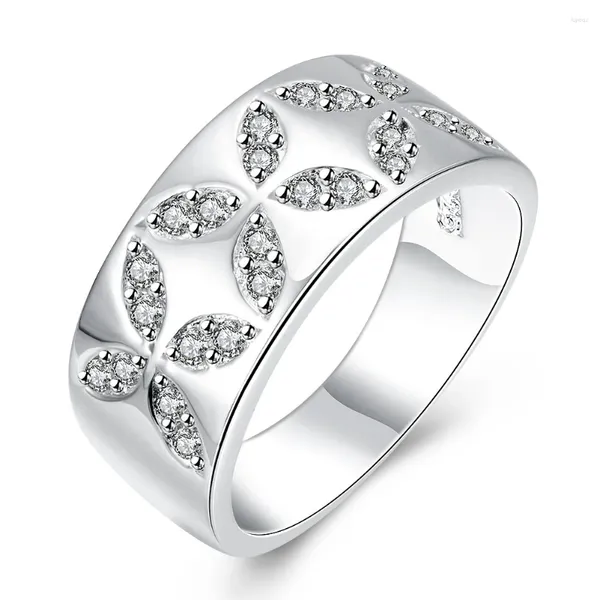 Clusterringe Sommerverkauf 925 Sterling Silber Nadel Frau Finger Luxtury CZ Kristall Kubikzirkon Schmuck für Hochzeits Engagement