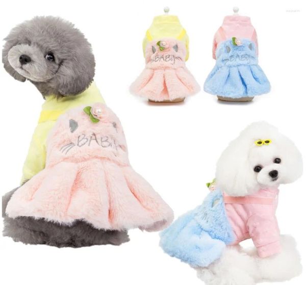 Vestido de vestuário de cachorro para cães pequenos moda moda azul skirt rosa princesa filhote de gato de estimação de algodão