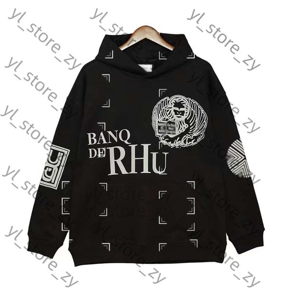 RHUDE Hoodie Herren Designer Hoodie Kapuzenpullover Dark High Street Finger Lightning Rhude HANDBALL MACHTE FRÜHE Herbst Warm Mode Loose Black Hoodie 6711