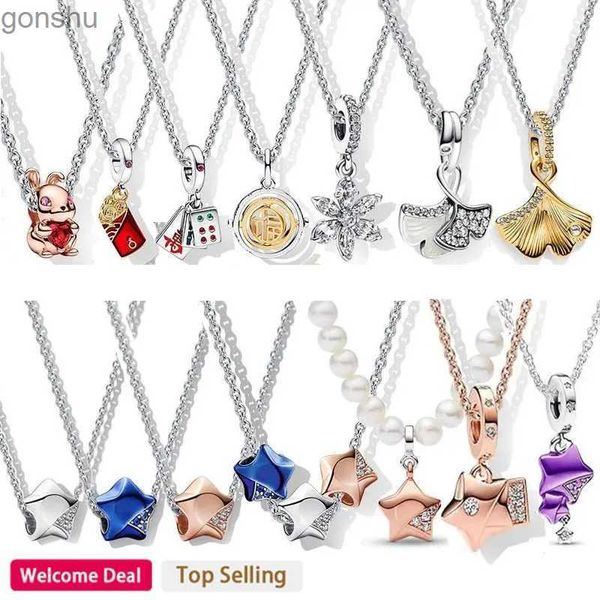 Anhänger Halsketten Populäre Frauen hochwertige Welt 925 Sterling Silber Lucky Star Serie Halskette Lucky Rabbit Set Ginkgo Halskette DIY Juwelrywx