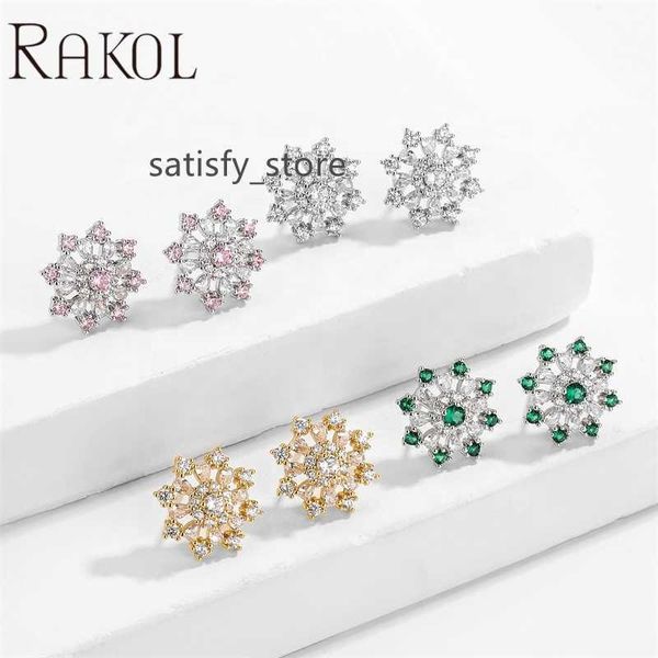 RAKOL EP5603 Nuovo Trendy Tiny 4 colorato Zircon Moissanite S925 Orecchini a perno di rame in argento sterling all'ingrosso Spedizione gratuita