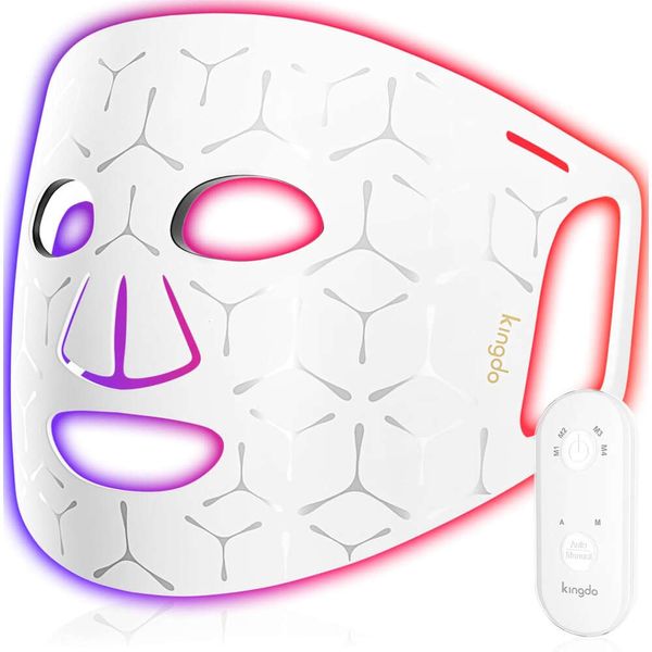 Máscara de terapia de luz vermelha recarregável portátil para face - terapia multilight de LED sem fio e sem fio para casa e viagens - 100 LEDs, presente para entusiastas da beleza