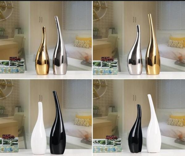 Moderne Keramikvase für Wohnkultur Tabletop Vase weiße Balck gelbe Silber Gold Farbauswahl5832132