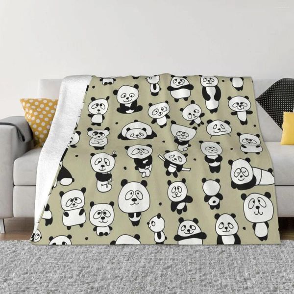 Coperte Panda Cartoon Anime Cute Coperi inverno Calore Ipoallergenico Tiro per la casa di lunga durata
