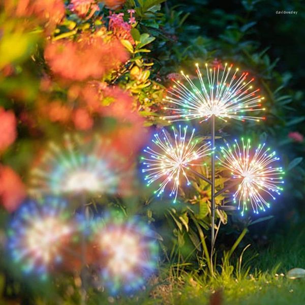 Solar LED Firework Fairy Lights Outdoor Garden Decoration 3 em 1 Patial do gramado