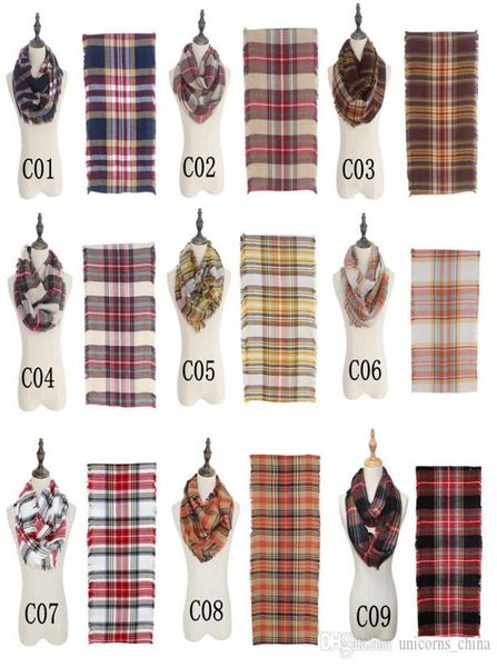 Plaids Infinity Schals Grid Loop Schal Decken Frauen Tartan übergroße Schalgitter Wraps Fransen Cashmere Pashmina Wraps CNY3522686190