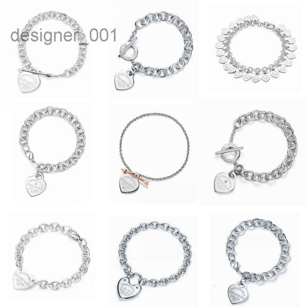 Jóias de grife para mulheres pulseira clássica t Home 925 Sterling Silver Heart Brand Brand Diamond Arrowhead Love Pingente Bracelet Fashion