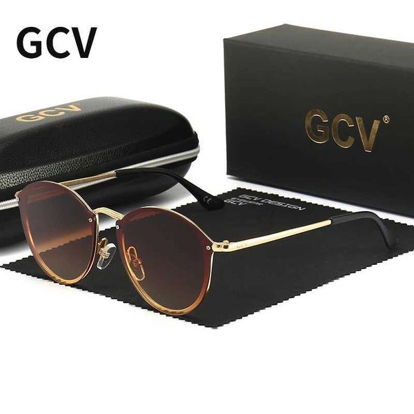 Sonnenbrille GCV Klassische Runde Katzenauge Sonnenbrille Frauen Frauen General GM Schmetterling UV400 Sonnenbrille für Lunette de Soleil Homme Metall Rahmen T240428