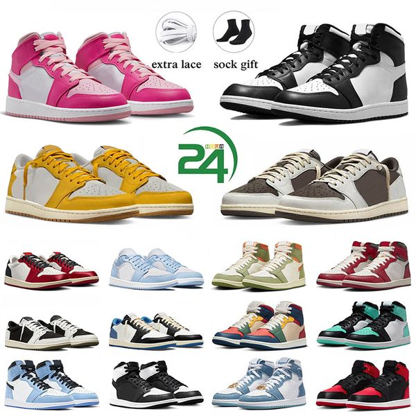 Nike Air Jordan 1 Travis Scott mens shoes Jordan1s. high black phantom golf olive Travis Scot【code ：L】reverse mocha Jordan1s sneakers golf 1961 Travis Scot. fierce pink Trainers