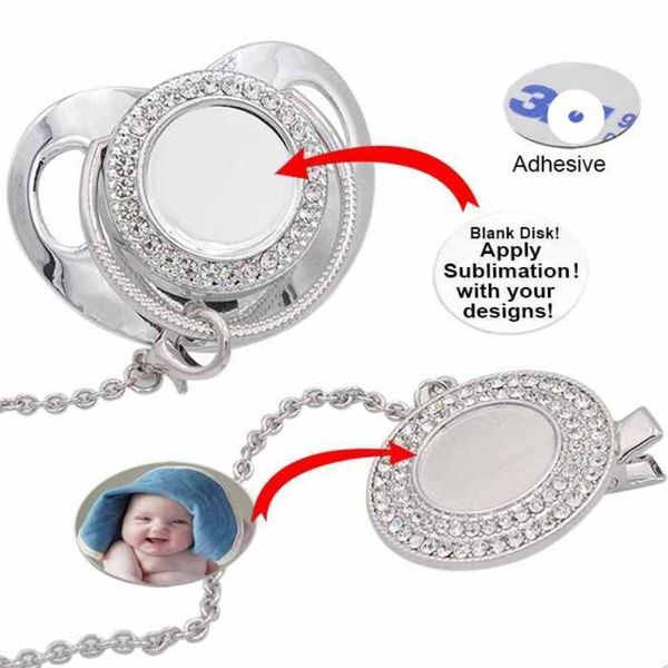 Outros suprimentos de festa de evento DIY personalize a chupeta de sublimação com cristais de colar de clipes favor para o bebê lembrança Brithday gif dhgnz