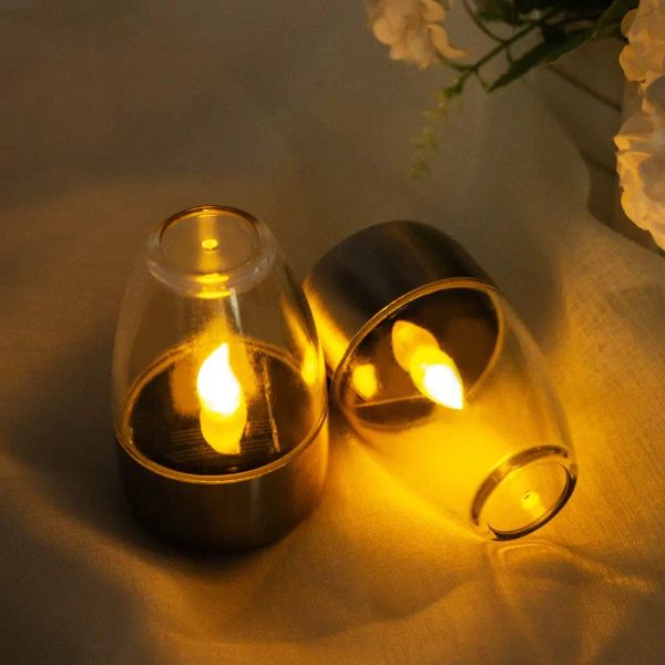 Decorazioni luci solari da giardino patio esterno a LED in acciaio inossidabile luci di candela lampada per prato per prato luci notturne luci ambientali