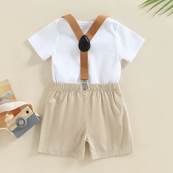 Kleidung Sets Baby Boy zum ersten Geburtstag Outfit wild ein kurzärärmischer Bowtie -Body und insgesamt Shorts Cake Smash Kleidung