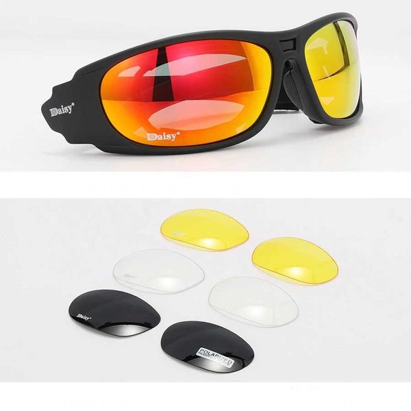 Occhiali da sole k35x Daisy C6 occhiali polarizzati tattici occhiali da sole dell'esercito con 4 uomini originali per le lenti che sparano occhiali gafas d240429