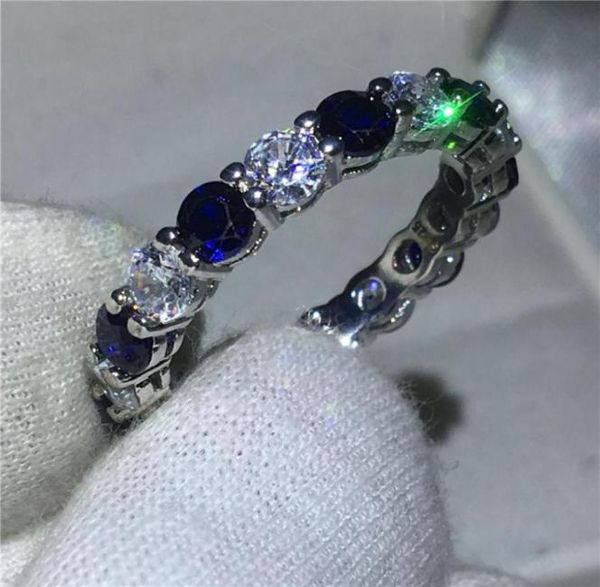 Anel de infinito feminino clássico 925 Sterling Silver Blue 5A Zircão de noivado CZ Anéis de casamento para mulheres jóias de noiva27279173832414