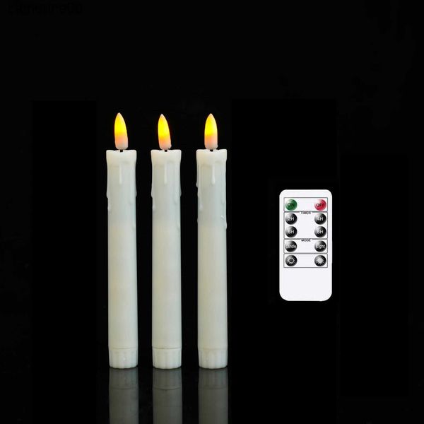 Candele da 7 pollici di 3 candele decorative a LED a LED a LED a LED a carreggiatura a fiamme senza fiammevole candele di nozze elettroniche senza fiamma con timer D240429