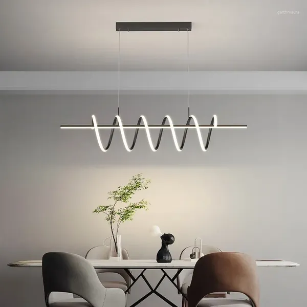 Candeliers Modern Spiral Aluminium Sala de jantar LED Design criativo Design da casa Decoração de casa Luzes pendentes de cozinha luminária