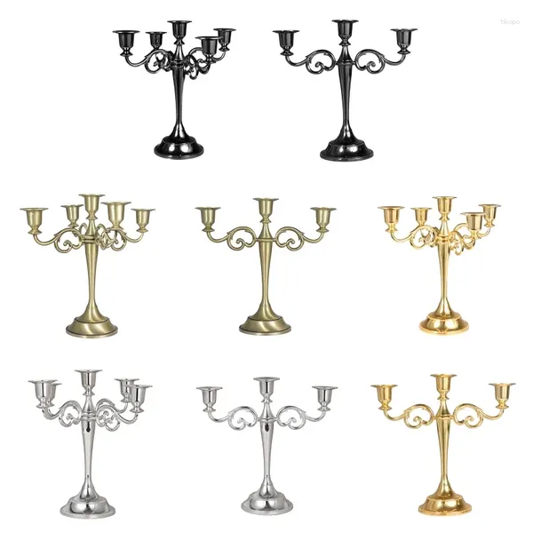 Titulares de vela Vintage Metal Holder 3/5 Cabeças Candlelight Dinner Candlestick Stands para presente de decoração de mesa de festas em casa Presente de decoração