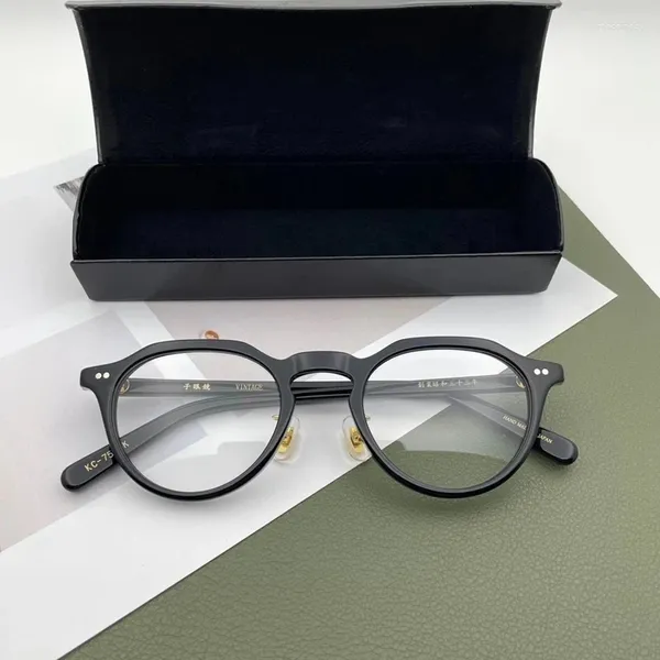 Óculos de sol Quadros de óculos feitos à mão Frame Prescrição Mulheres Miopia Óculos para homens Vintage Japanese Designer Brand