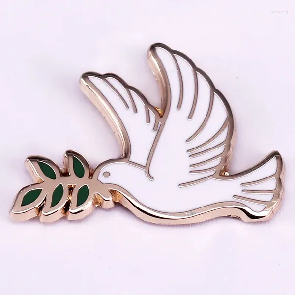 Broches Peace Olive Branch Pin Pin Animal Pigeon Metal Distrô