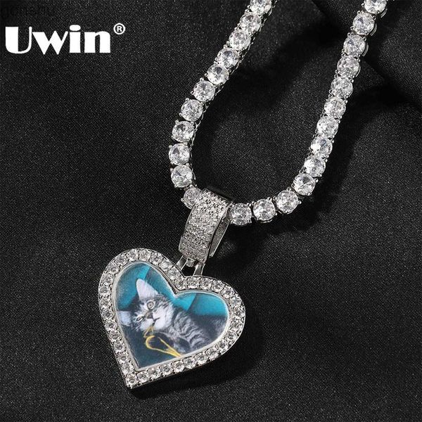 Colares pendentes UWIN DIY CELIMENTO DE PENENTE PENENTE PENENTE ADIFICADO PARA MULHERES ICED CUBIC ZIRGONIA AMOR CHARM PENENTE PENENTE JOWENSYWX