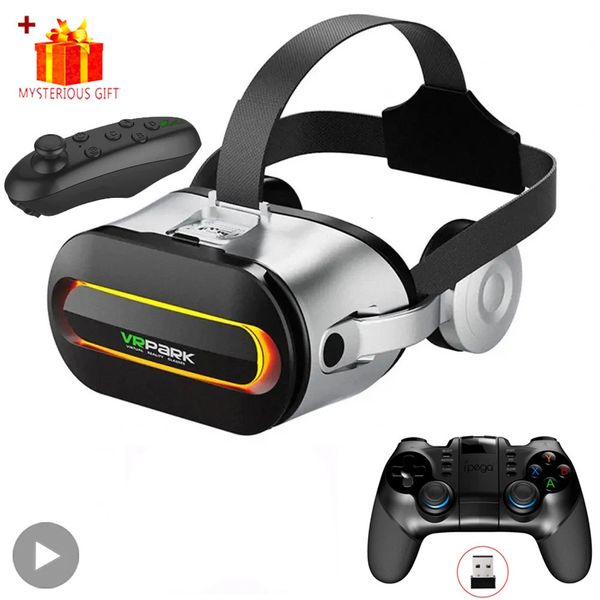 Viar 3D Virtual Reality VR Glassies Afferido Bluetooth Dispositivi Bluetooth Casco Lentito Goggles Controlleri di cuffie per telefono smartphone smartphone Y240424