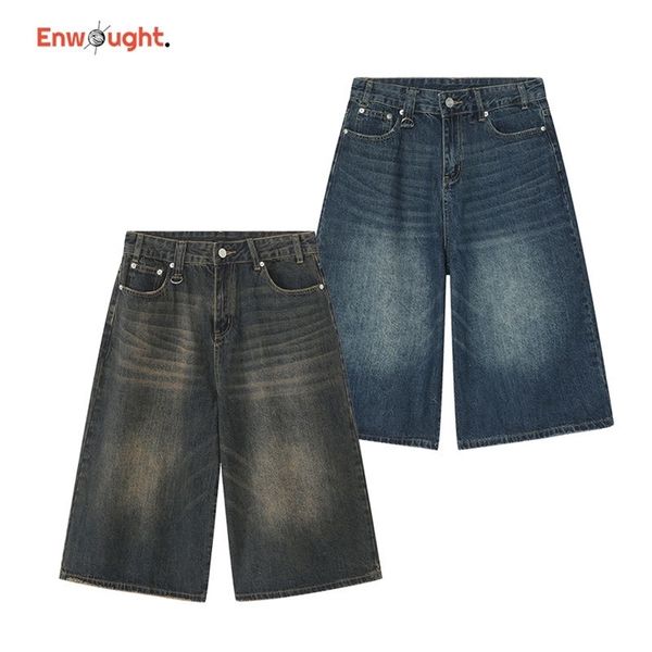 Джинсовые шорты хип -хоп повседневные шорты джинсы винтажные летние штаны моды короткие штаны Негабаритная уличная одежда.
