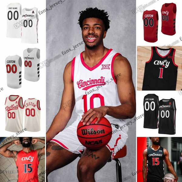 NCAA Custom S-6xl Cincinnati Bearcats College Basketball Maglie 30 Viktor Lakhin 41 Sima Lukosius 15 John Newman III 33 Ody Oguama 1 Kalu Ezikpe CJ Anthony 2024