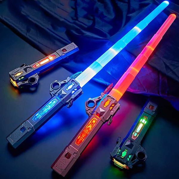 Светодиодные палочки дочерние игрушки RGB Lightber Laser Sword 7 Colors Изменение детей косплей звуковой эффект FX Duel Props Foc Blaster Toys Gift T240428