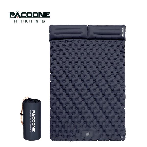 Pacoone Outdoor Camping Doppelblasbare Matratze extra breites Schlafkissen Ultraleichte Klappbettmatte Fahrt 240416