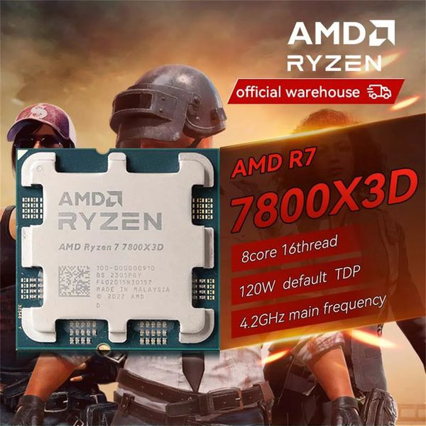 Ryzen 7 7800x3d Brand CPU Gaming -Prozessor 8 Core 16 Thread 5nm 96m Socket Am5 ohne Fan -Ankunftsspiel Cache 240410