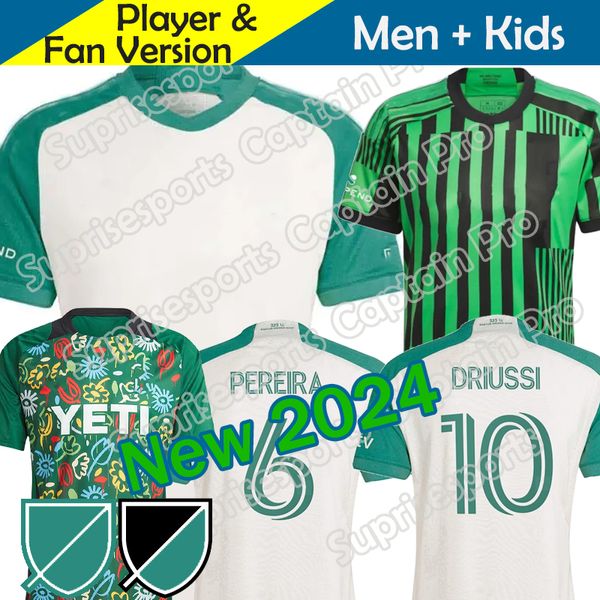 2023 2024 Austin FC Soccer Jersey Kid Kit Man 23/24 Camisa de futebol casa primária Las verde voces Away Armadillo driussi rigoni rubio rubio wolff maillot de pé