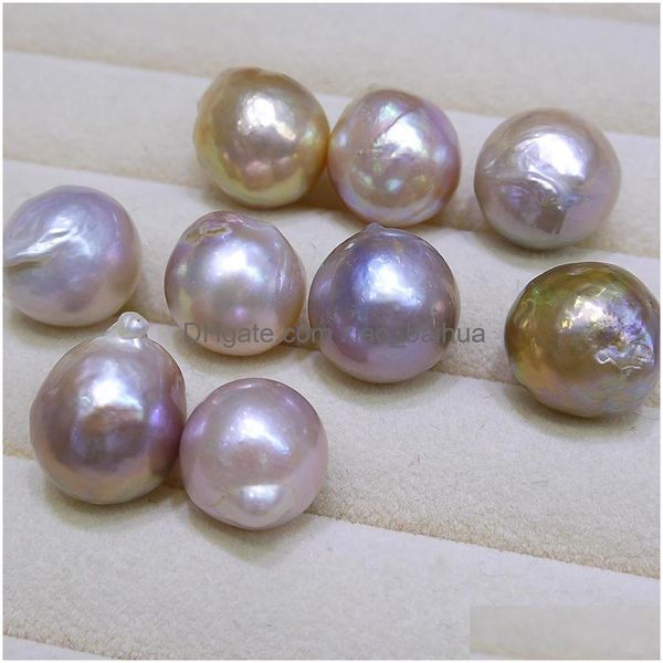 Perle neue DIY-Perlen ungewöhnliche gelbe lila Barock Natural Big Pearl 9-12 mm Lose des Zubehörs Großhandelstropfen DH4LV