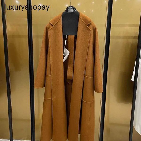 Top Maxmaras Cashmere Coat Womens Wrap Prap Coats Maxs Ludmillalabbro Caramel Carumel Bathrobe с двойным рисунком ручной волны Maillard