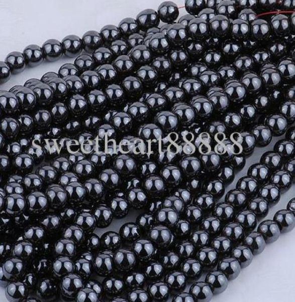 MIC NUOVO 8 mm 200 pezzi Black Natural Jet Ematite gemma pietra rotonda a sfera per perle di perle Gioielli Diy9796267