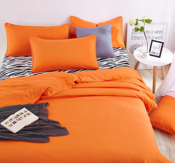 Algodão novo Conjuntos de cama de algodão Zebra Salpão e travesseiro de capa de colcha de laranja Duver Soft e confortável Rainha FU7203500