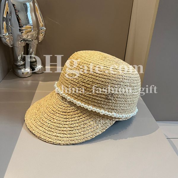 Дизайнерская соломенная шляпа Женщина пляж Берет Элегантная жемчужная шляпа для женской ручной соломенной шляпы.