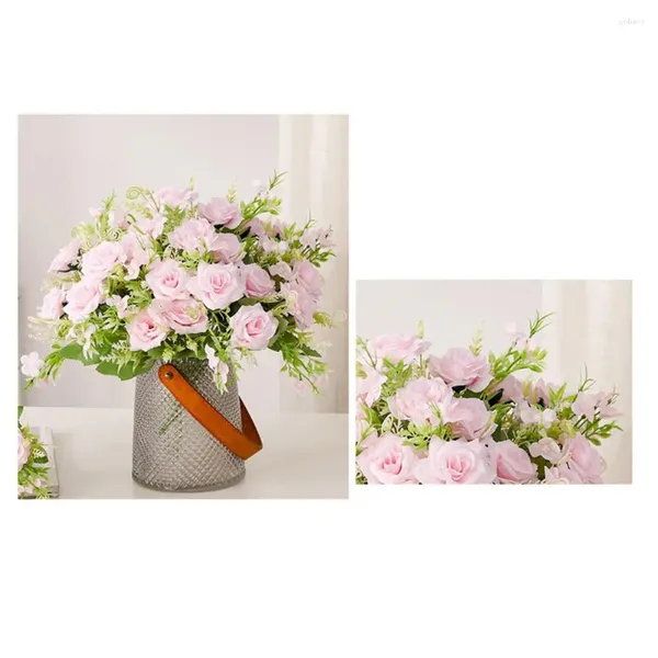 Fiori decorativi decorazioni finte fiorisce elegante ramo di rosa artificiale con stelo per la festa di nozze fatta fiore di seta in finta seta indoor sbalorditiva