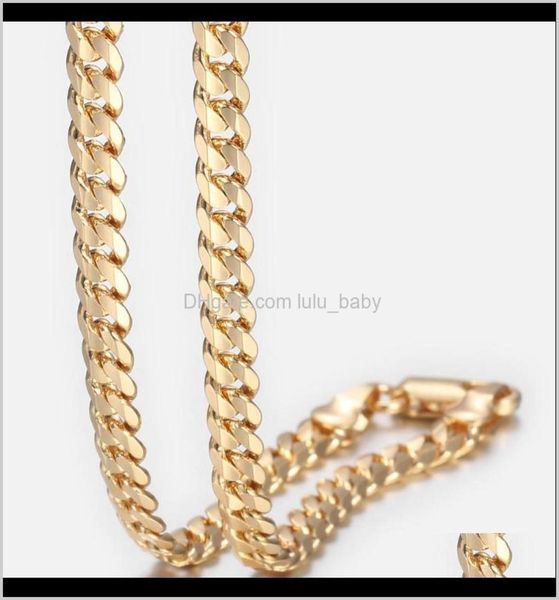 Цепочки ожерелья подвески ювелирные украшения Mens Mens Cuban Link Gold Plear Chain Dired для мужчин Hiphop Целые ювелирные изделия 45 мм 6449422