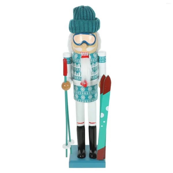 Figurine decorative Ski Christmas Puppet Decorazione in legno Babbo Natale Statue di artigianato Casa Adorabile Figurina Figurina Natale