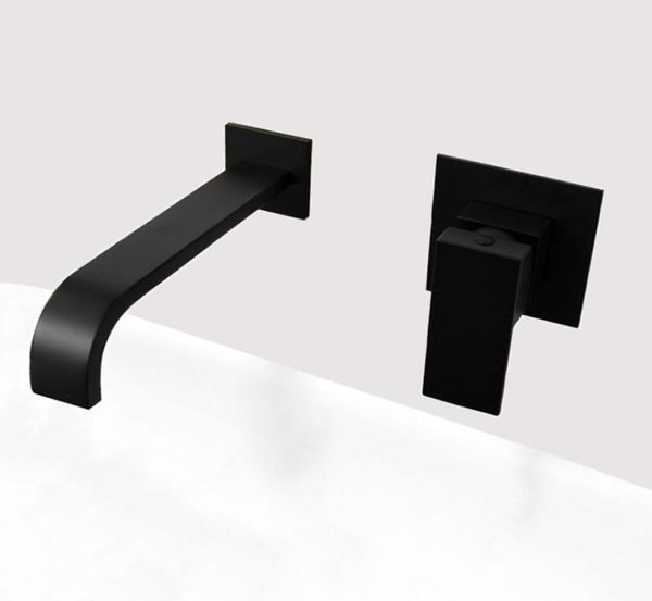 Matt Black Black Passato a parete Montato a parete Monti di qualità Brass Cascata Miscelatore Acqua Miscelatore a mano quadrata TAPFare