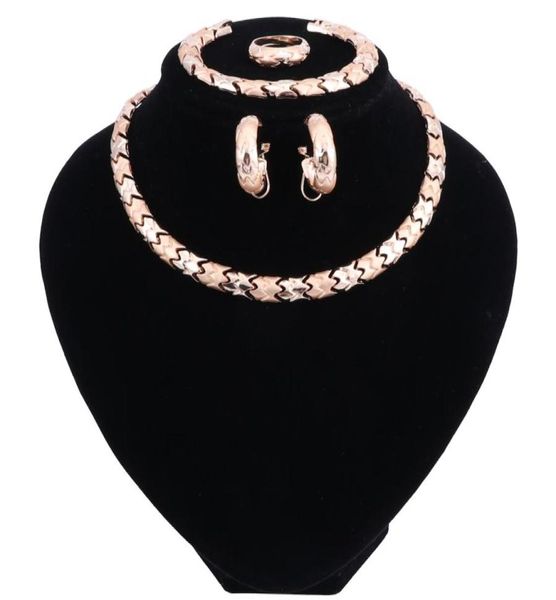 Set di gioielli in lega di zinco in lega africani di nozze nigeriane set di gioielli in argento placcato Dubai set di orecchini in bracciale per braccialetti da collana set di anelli1975749