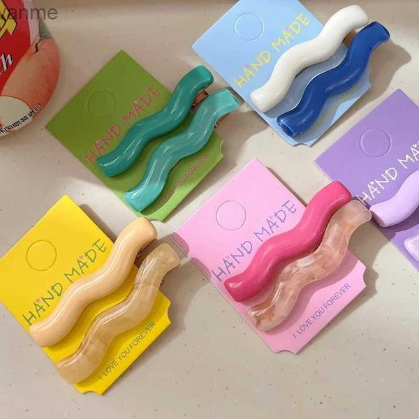 Haarzubehör 2pcs/Set Childrens Candy Color Haare Clip Girl Customized Metall Einfacher unregelmäßiger Welleneimer Haar Prinzessin Haarzubehör Wx