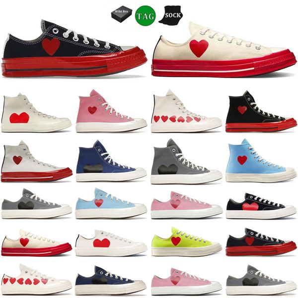 1970er Jahre Frauen Modedesigner Schuhe rote Herz Casual Casual 1970 Schuhs Big Eyes Chuck Hearts 70er Liebe zu Augen Herzen Form klassische Leinwandmaterialien Frauen Sport Schuh Sport Schuh